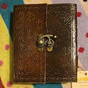 ♥️BUY 2 GET 1 FREE  Earthbound Brown Embossed Clock Leather Journal